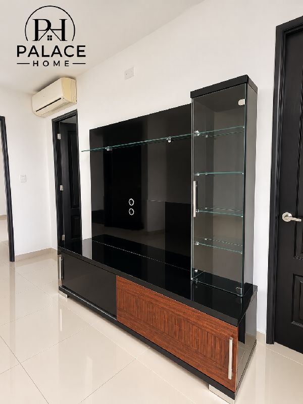 Mueble de entretenimiento con vidriera
