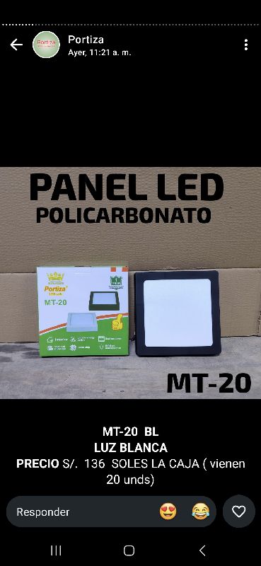 panel cuadrado mt 20 bl