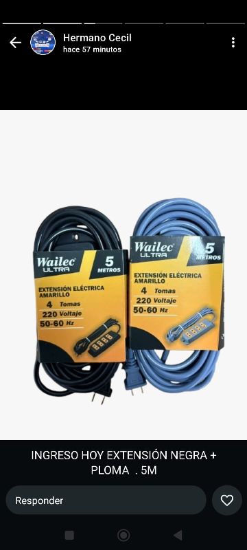 extensión 5m negro