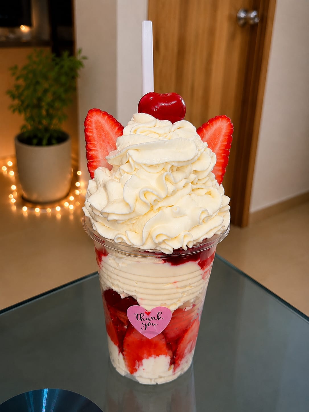 FRESA CON CREMA Y CEREZA