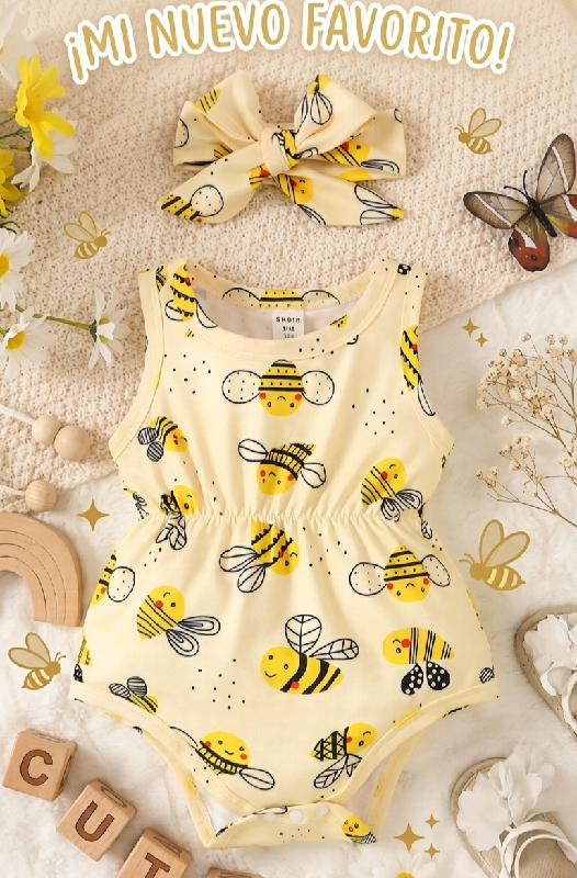 MAMELUCO AMARILLO ESTAMPADO DE ABEJITA