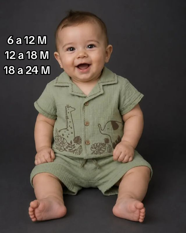 CONJUNTO CUTIE BABY COLOR VERDE ESTAMPADO BORDADO