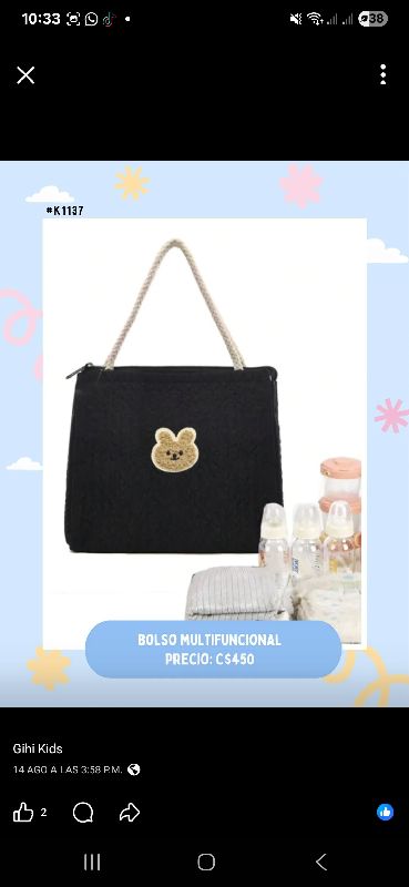 BOLSO MULTIUSO NEGRO CON OSITOS