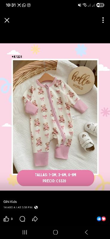 MAMELUCO ESTAMPADO DE OSITO Y LAZO