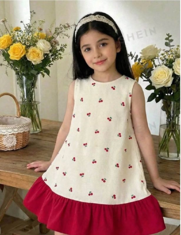 VESTIDO CREMA CON ROJO CON ESTAMPADO DE CEREZA