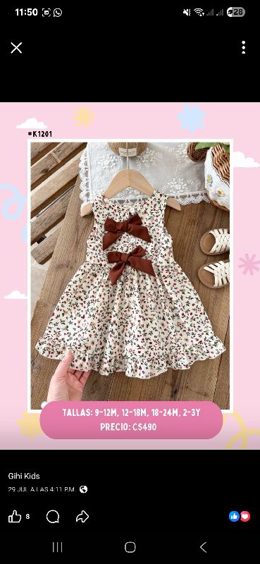 VESTIDO BLANCO FLORAL LAZO MARRON