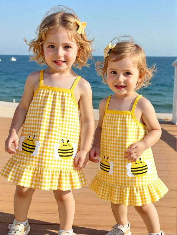 VESTIDO AMARILLO A CUADROS CON ABEJITAS