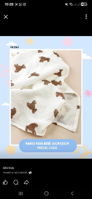 MANTA PARA BEBÉ CON OSO DE PELUCHE