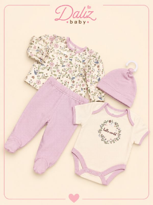CONJUNTO DE 4 PIEZAS CUTE STUFF WAKIDS CON GORRITO Y SUETER ESTAMPADO