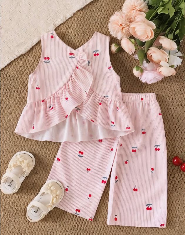 CONJUNTO ROSA CON DETALLES DE CEREZA