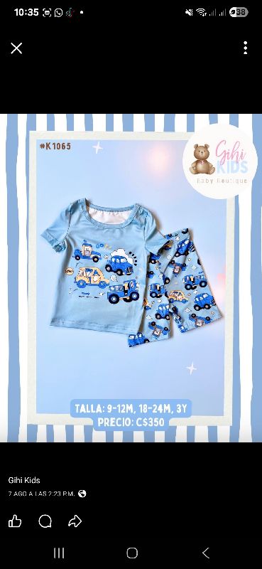 CONJUNTO AZUL ESTAMPADO DE AUTOMOVIL