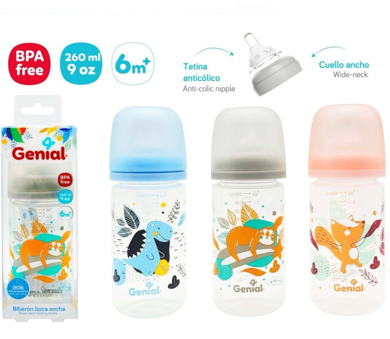 BIBERON BOCA ANCHA ANTI-COLICA GENIAL 9 ONZAS