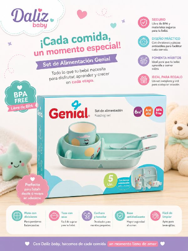 SET DE ALIMENTACION DE MELAMINA ESTAMPADO DE 5 UNIDADES GENIAL
