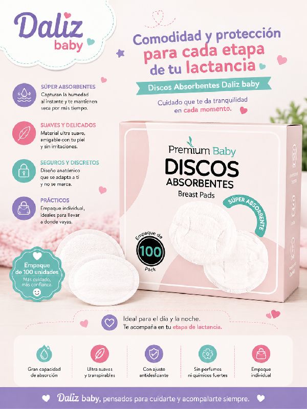 DISCOS ABSORBENTES  PREMIUM BABY DE 100 UND