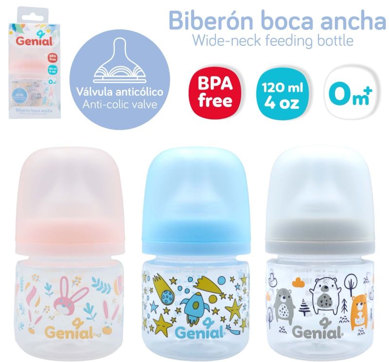 BIBERON BOCA ANCHA ANTI-COLICA GENIAL 4 ONZAS