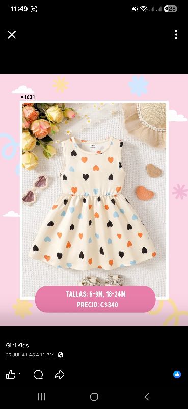 VESTIDO CREMA ESTAMPADO DE CORAZONES