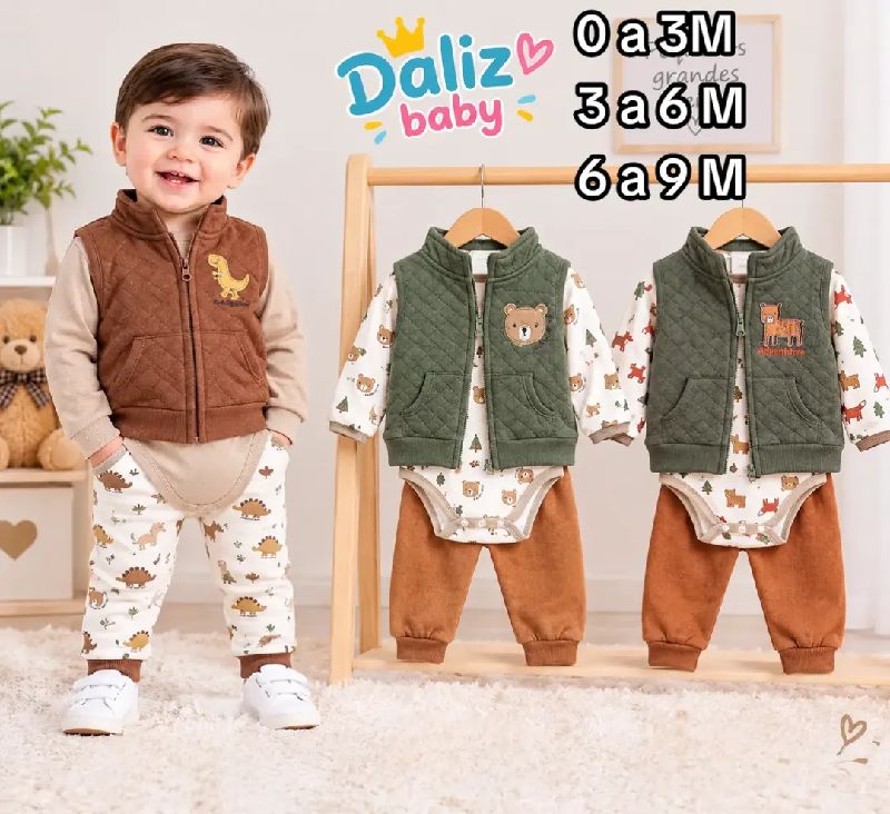 CONJUNTO DUCK DUCK DE 3 PIEZAS CON CHAQUETA SIN MANGAS