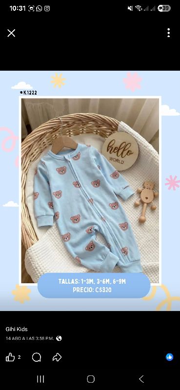MAMELUCO CELESTE ESTAMPADO DE OSITO