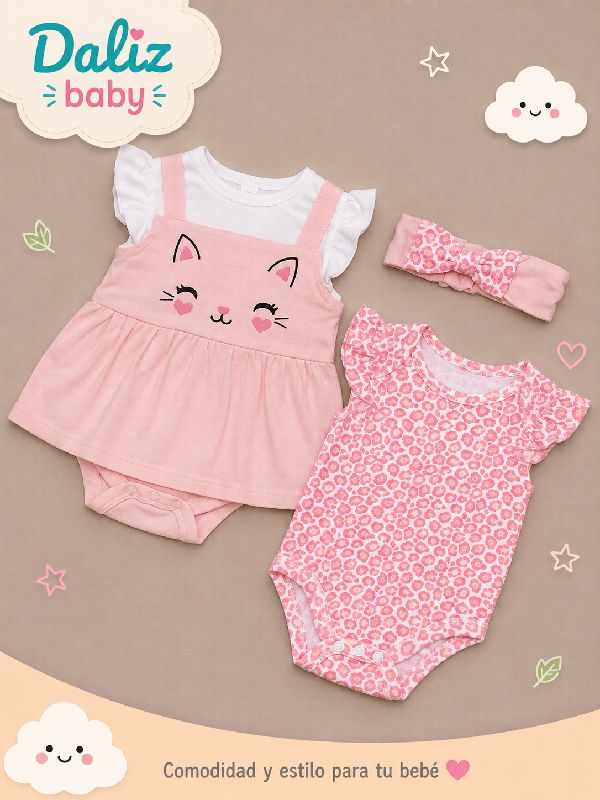 CONJUNTO DE 3 PIEZAS WAKIDS  DE GATITO