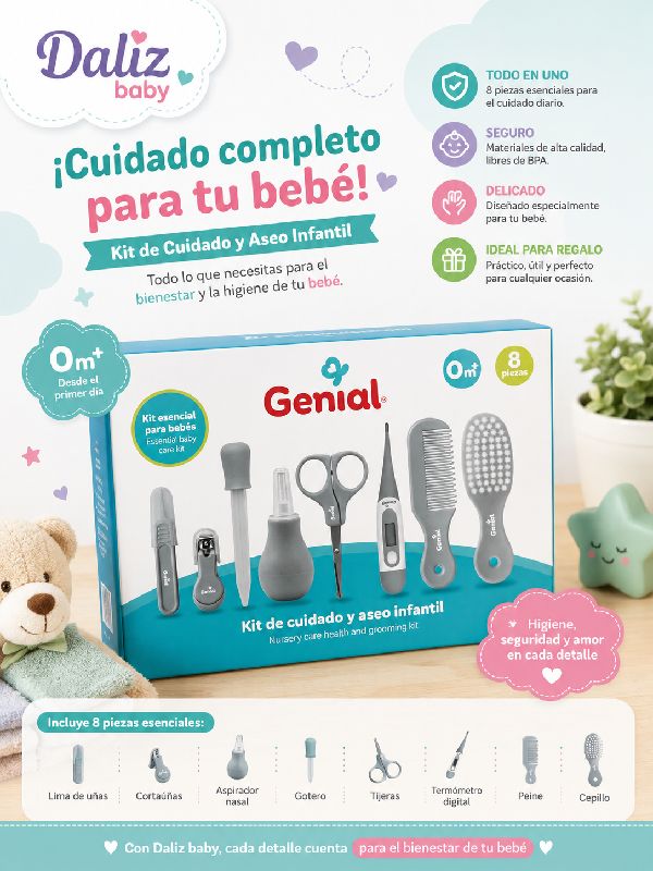 KIT ESENCIAL PARA BEBÉ GENIAL DE 8 PIEZAS
