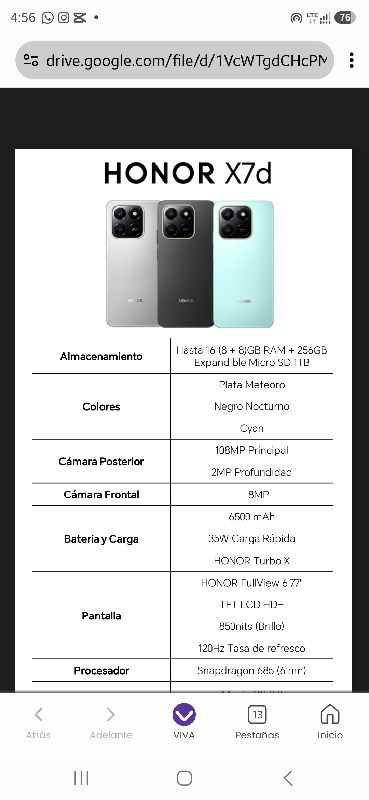 HONOR X7D 256GB 6RAM