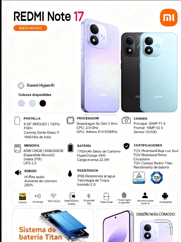 XIAOMI NOTE 17 256GB 6RAM