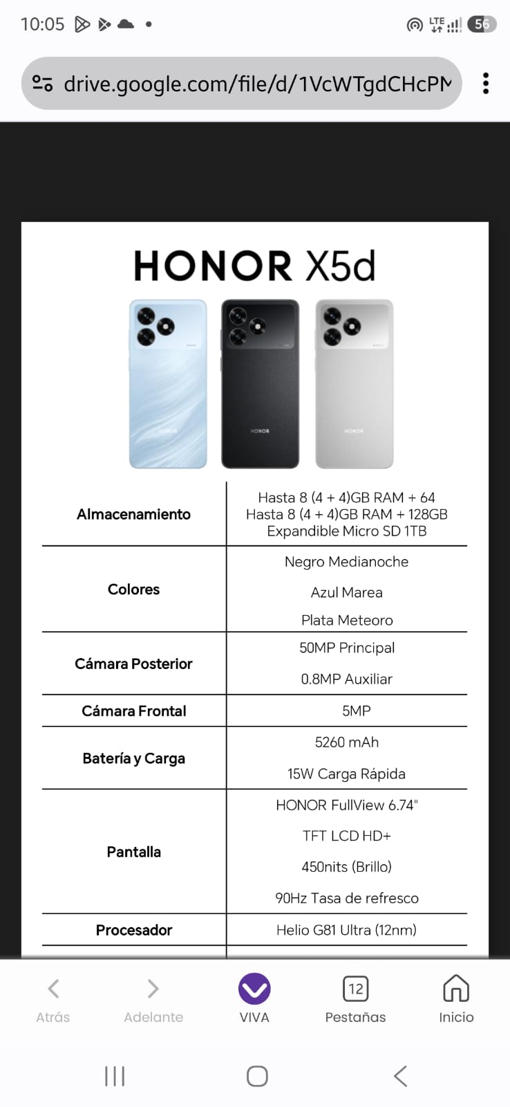 HONOR X5D 128GB 4RAM