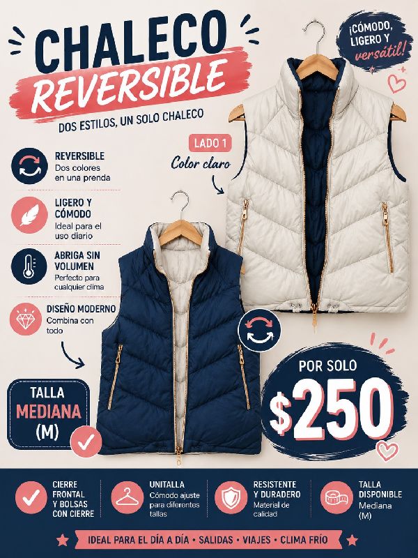 chaleco reversible azul