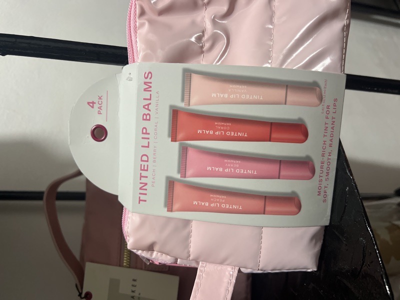 set de 4 labiales con bolsa rosita tintes lip balms