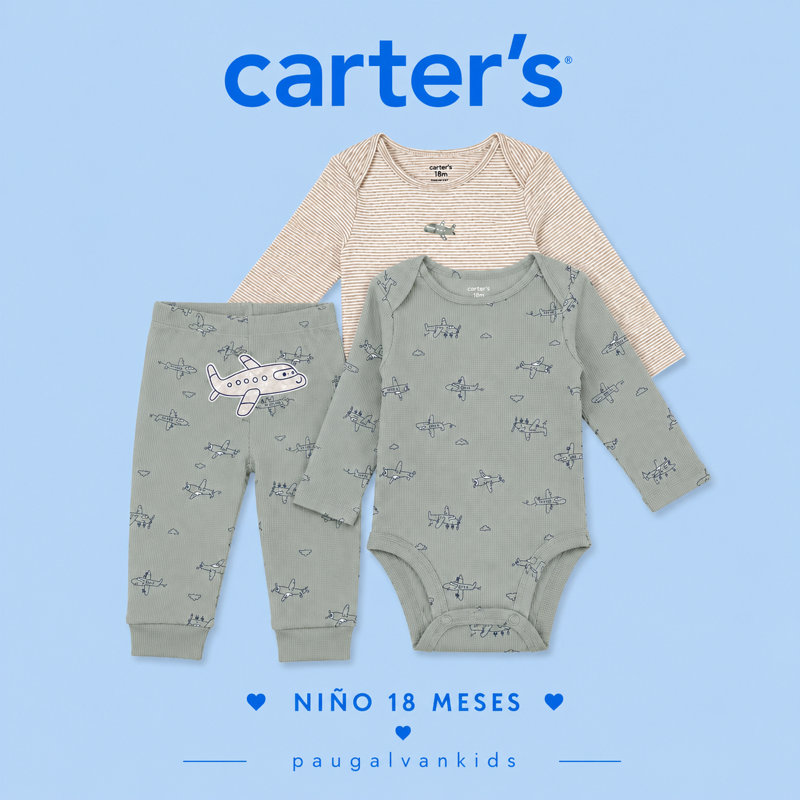 set de 3 pzas niño avión 18 meses