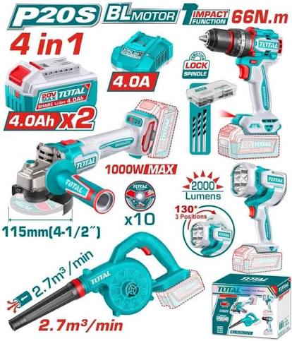 4 en 1 taladro linterna amoladora soplador