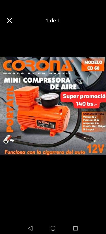 mini compresor corona 12v 300psi