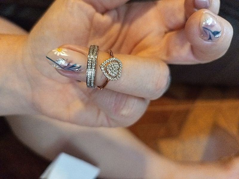 Anillo 008 Doble Promesa Corazón y Cristales 18k oro rosa