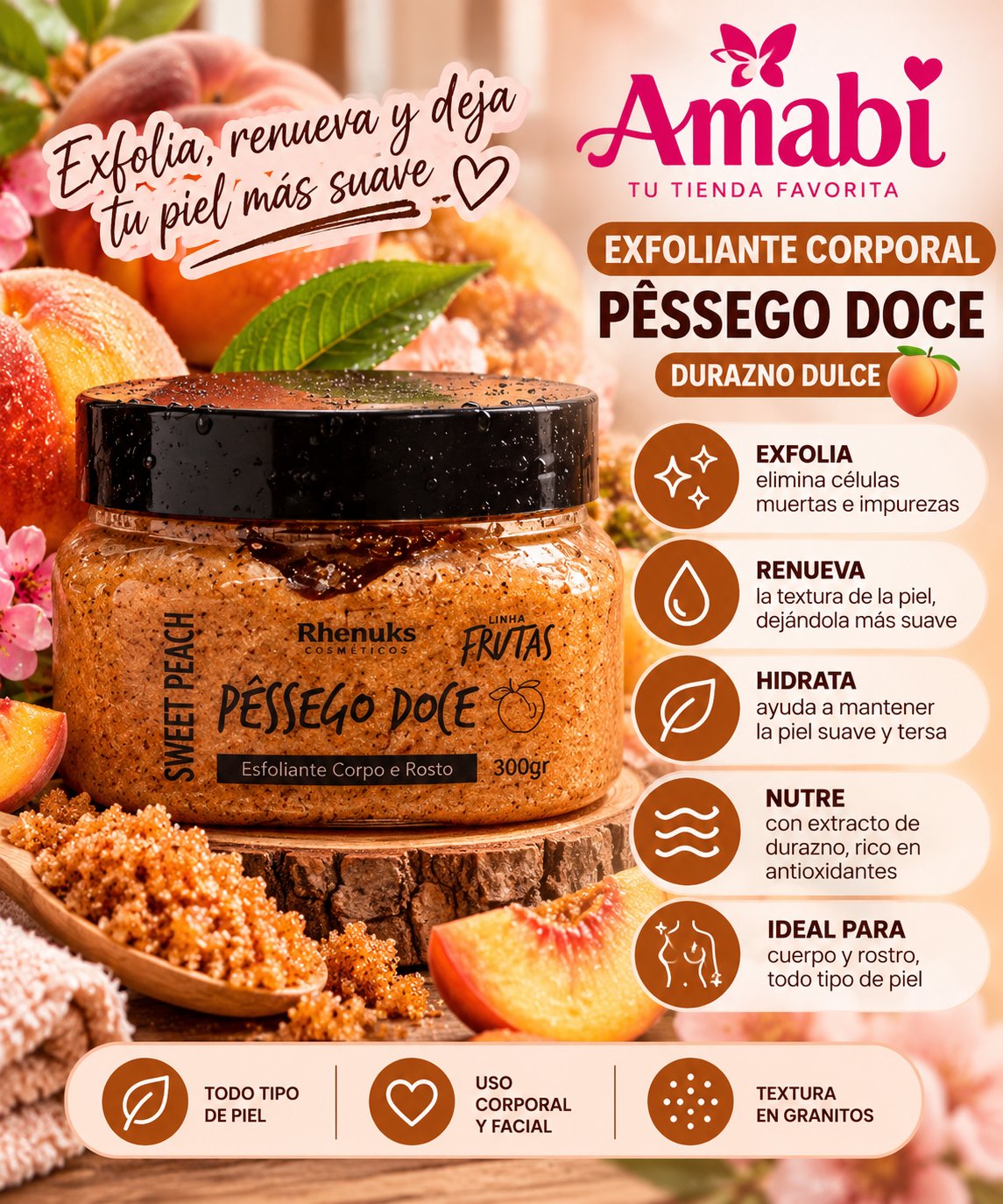 Exfoliante Rhenuks Durazno Dulce 300 g