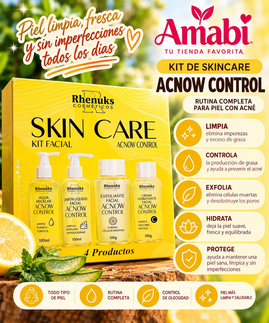 Kit Facial Rhenuks Acnow Control x4