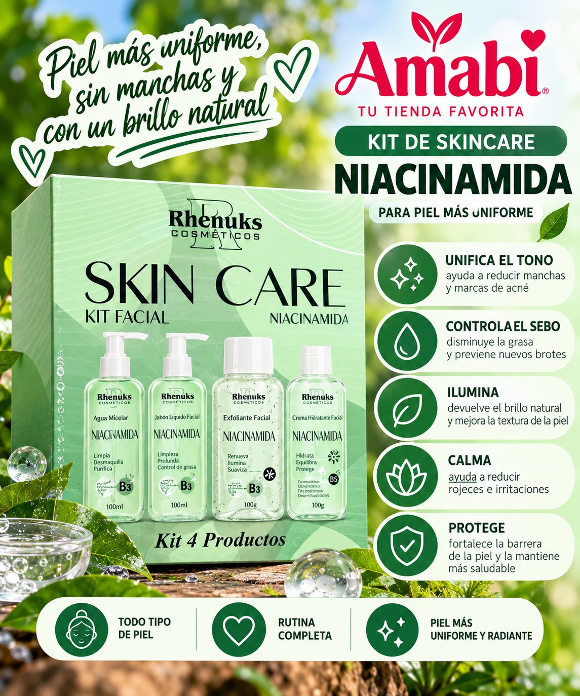 Kit Facial Rhenuks Niacinamida x4