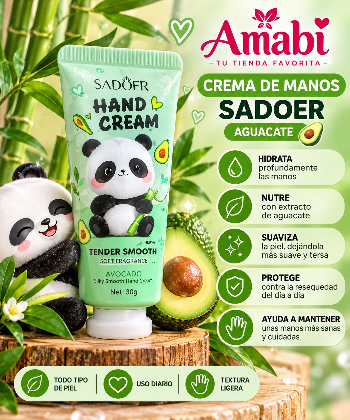 Crema de Manos SADOER Panda Aguacate