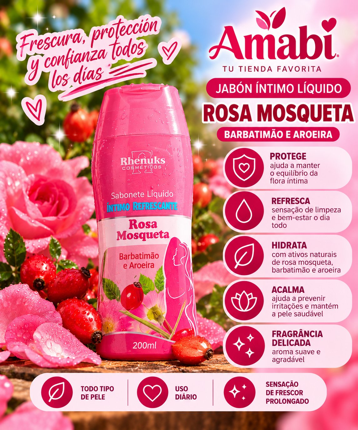 Jabón Íntimo Rhenuks Rosa Mosqueta 200 ml