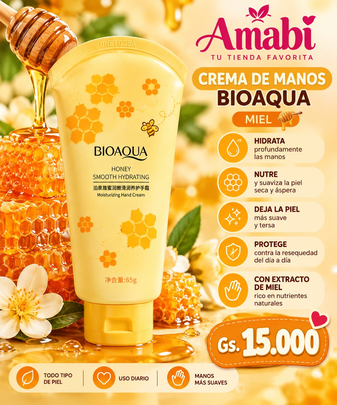 Crema de Manos BIOAQUA Miel 65 g