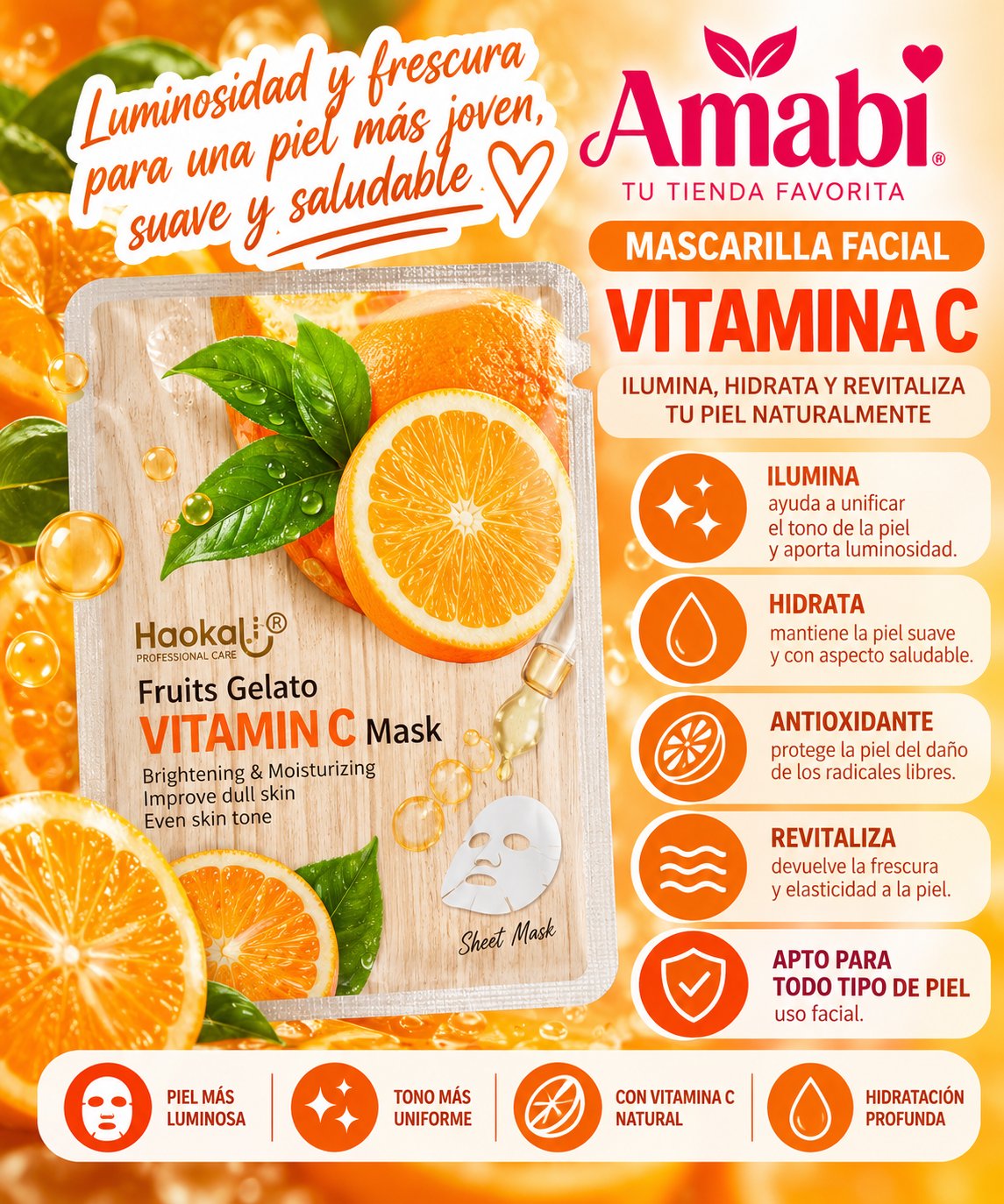 Mascarilla Facial HAOKALI Vitamina C