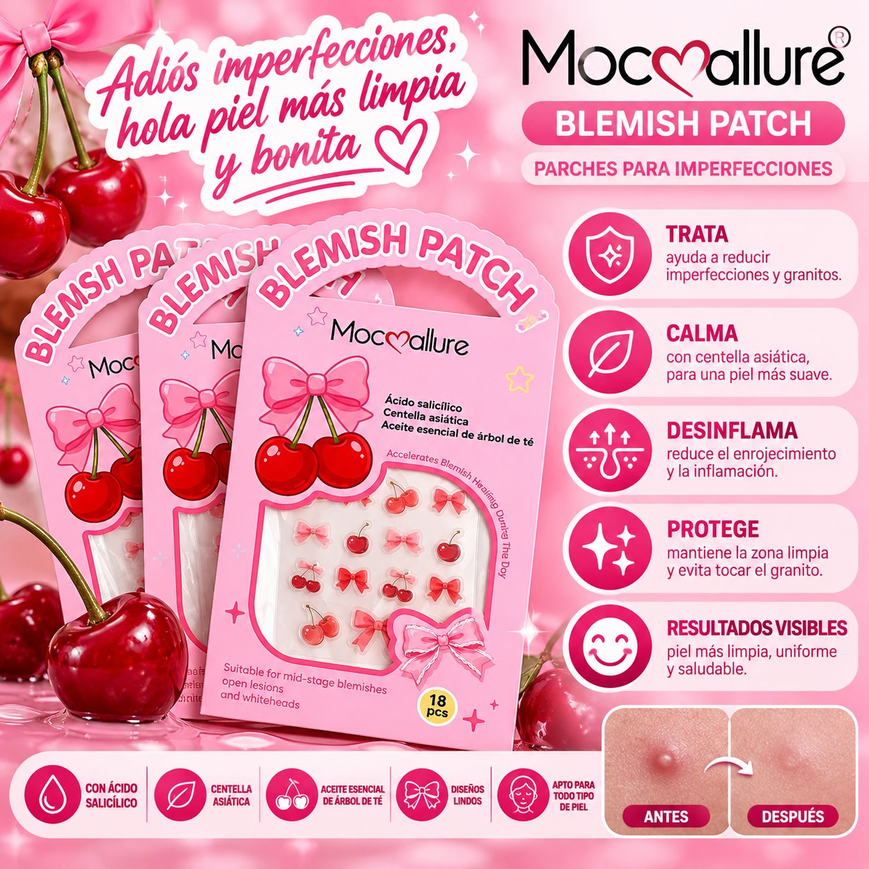 Parches para Acné Cherry Mocallure