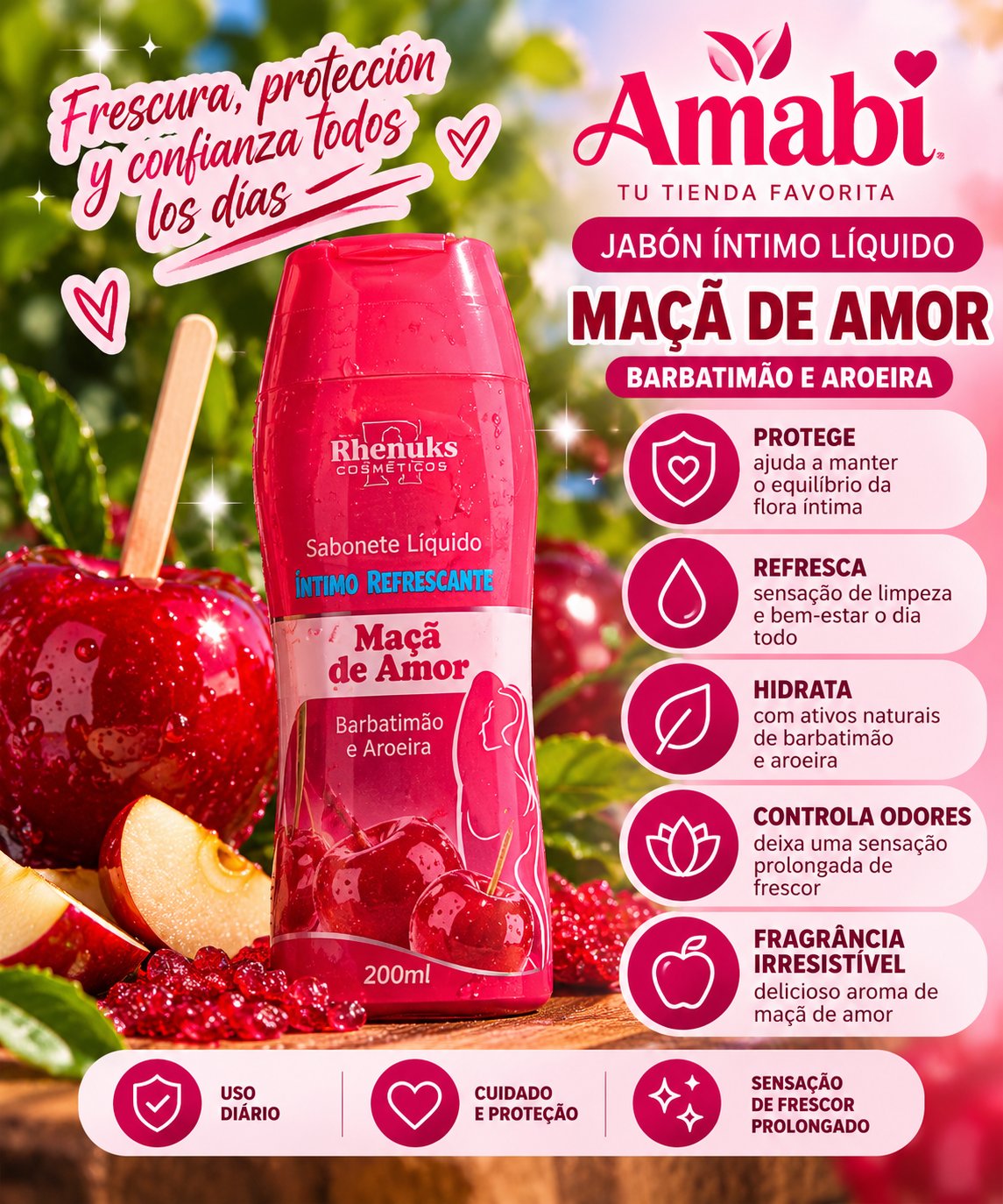 Jabón Íntimo Rhenuks Maçã do Amor 200 ml