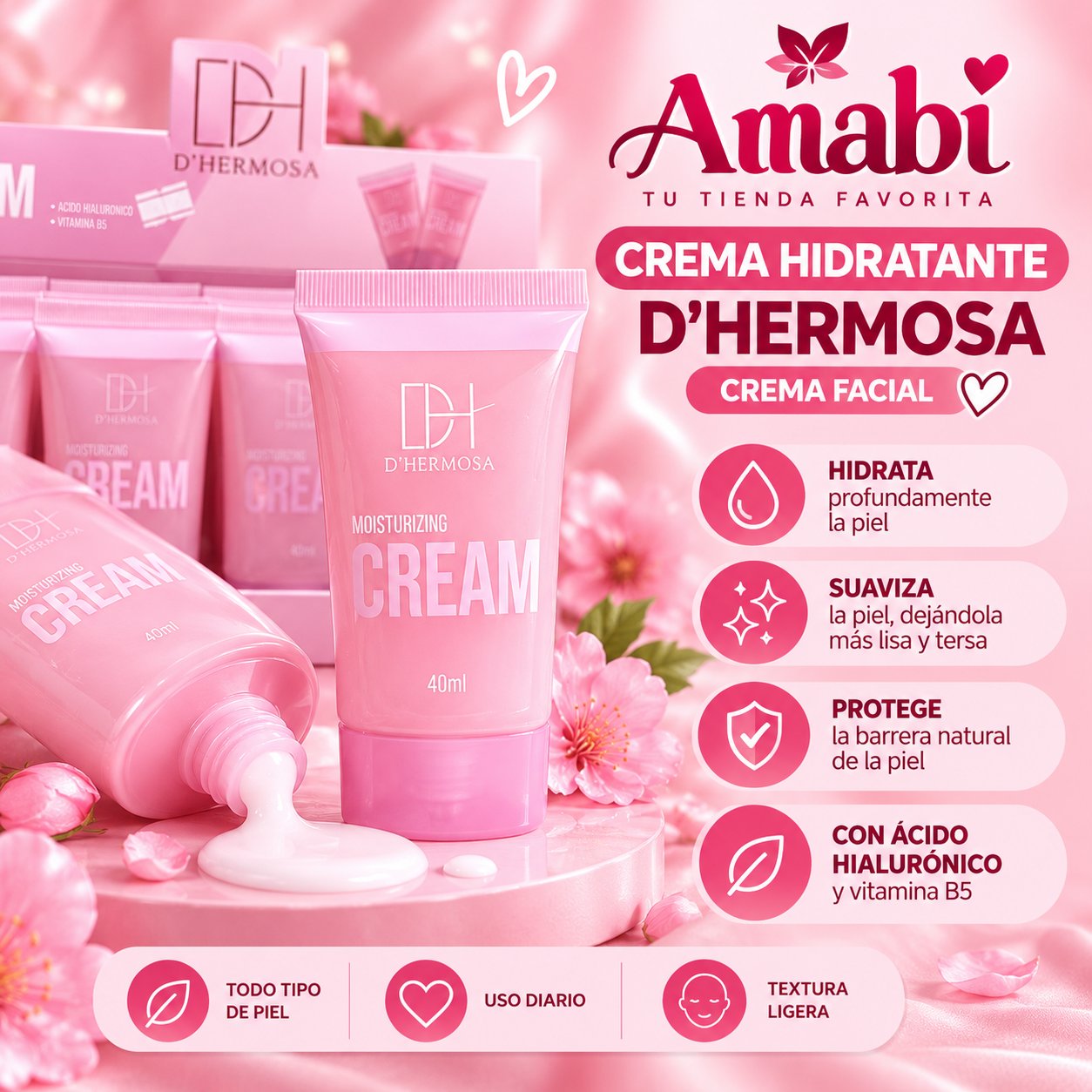 Crema Hidratante Facial D’Hermosa 40 ml