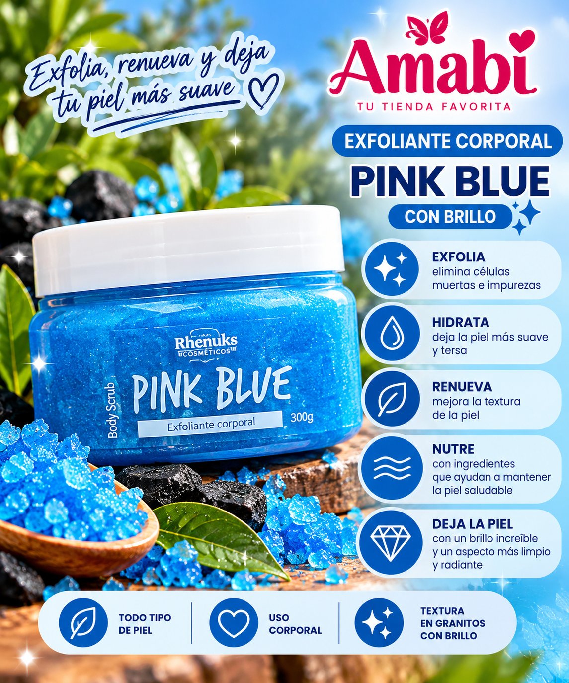 Exfoliante Rhenuks Pink Blue 300 g