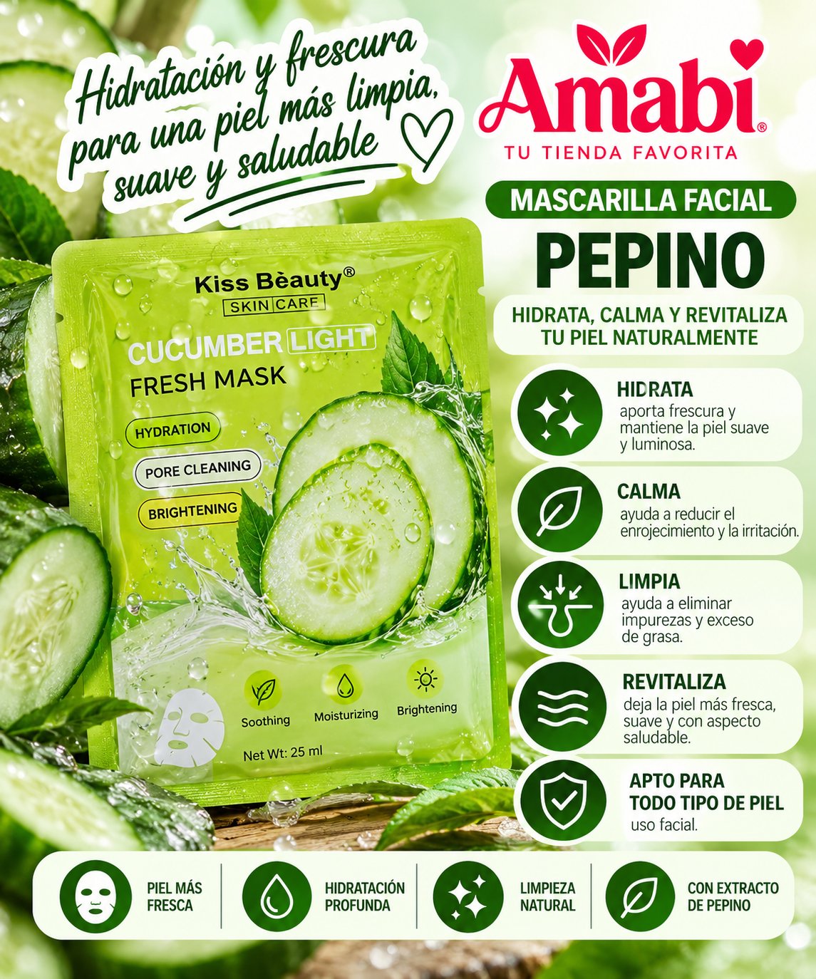 Mascarilla Facial Kiss Beauty Pepino