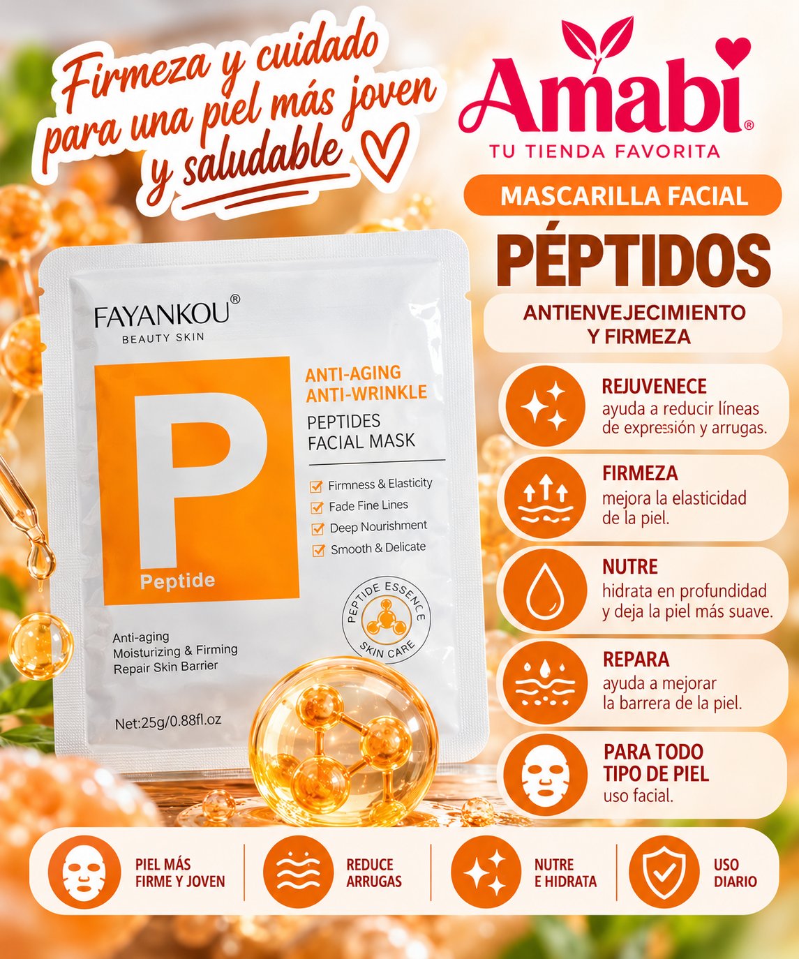 Mascarilla Facial Fayankou Péptidos