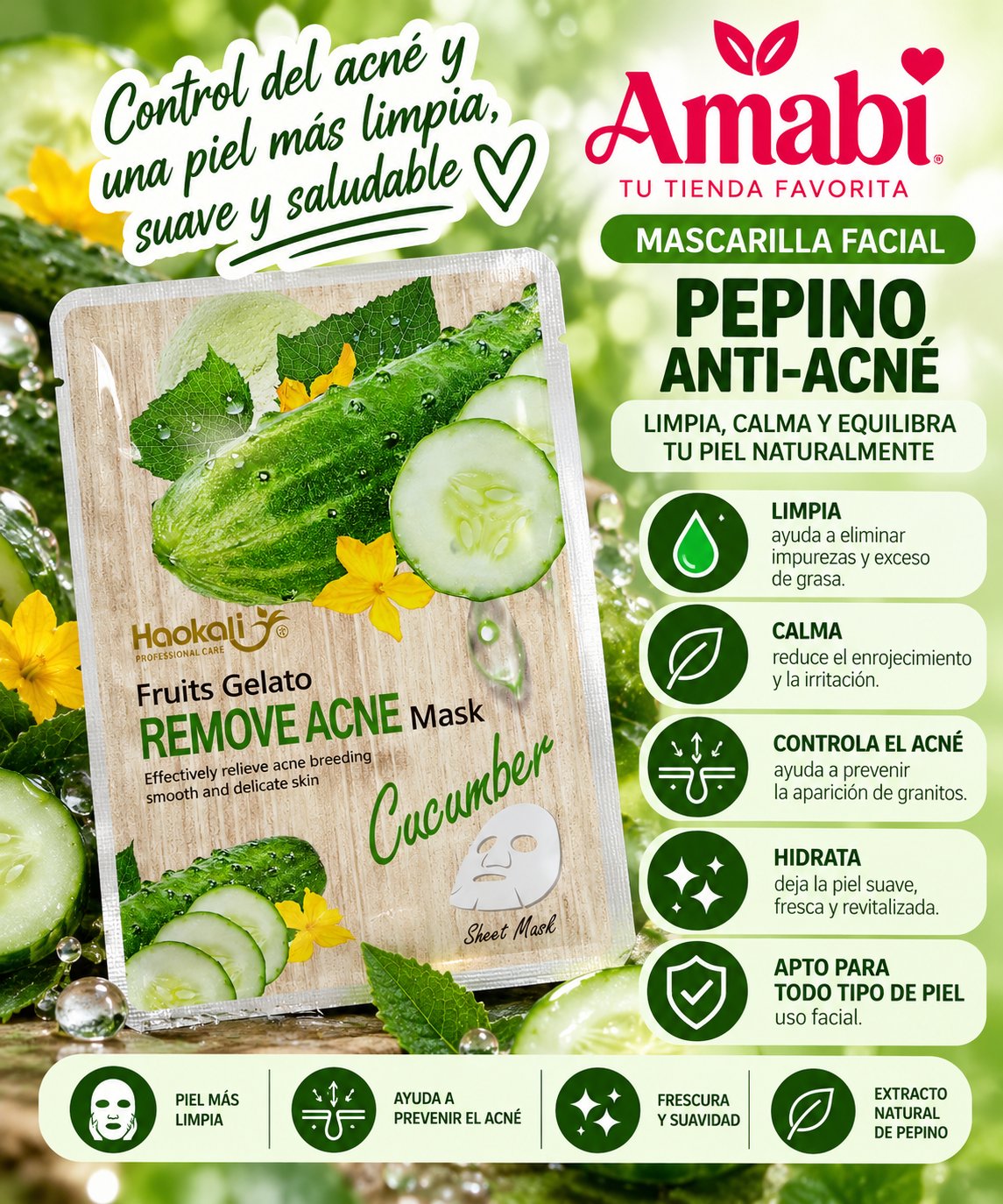 Mascarilla Facial HAOKALI Pepino