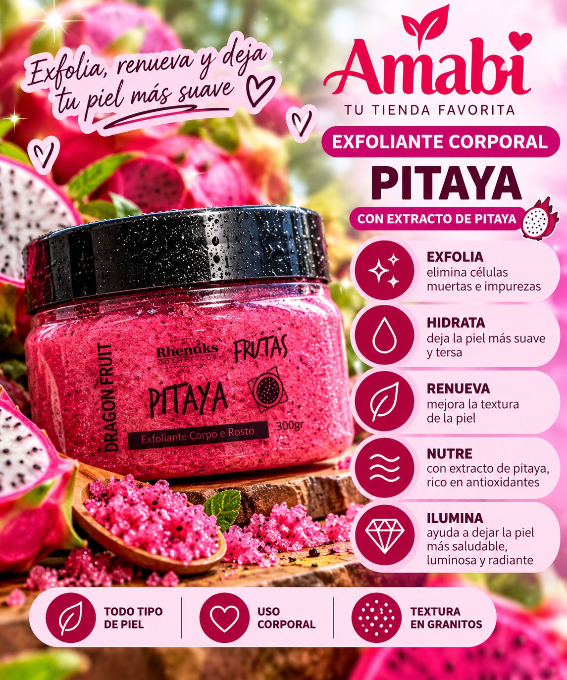 Exfoliante Rhenuks Pitaya 300 g