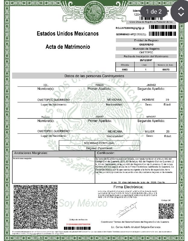 ACTA DE MATRIMONIO