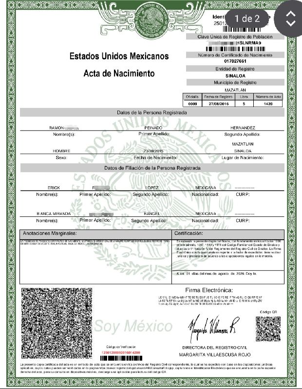 ACTA DE NACIMIENTO